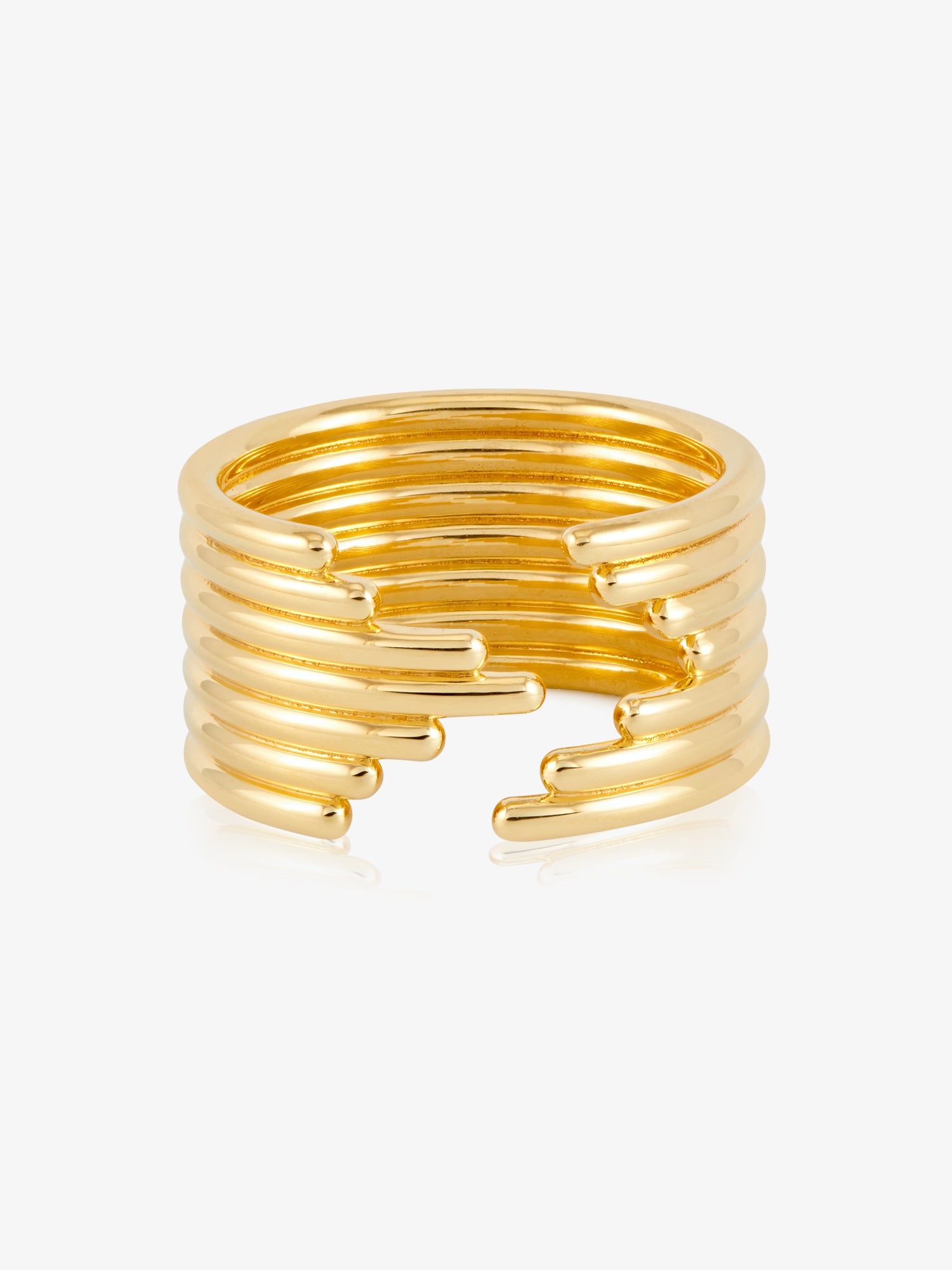 statement gold band ring with open section from rachel jackson
