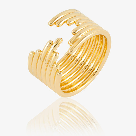 statement gold band ring with open section from rachel jackson 
