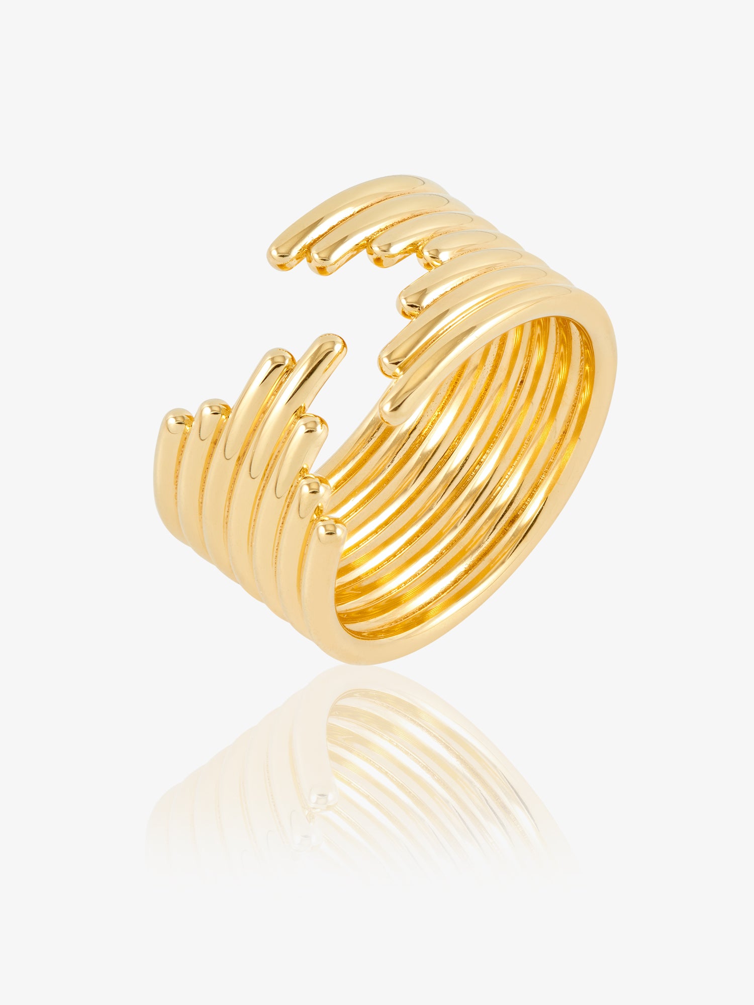 statement gold band ring with open section from rachel jackson 