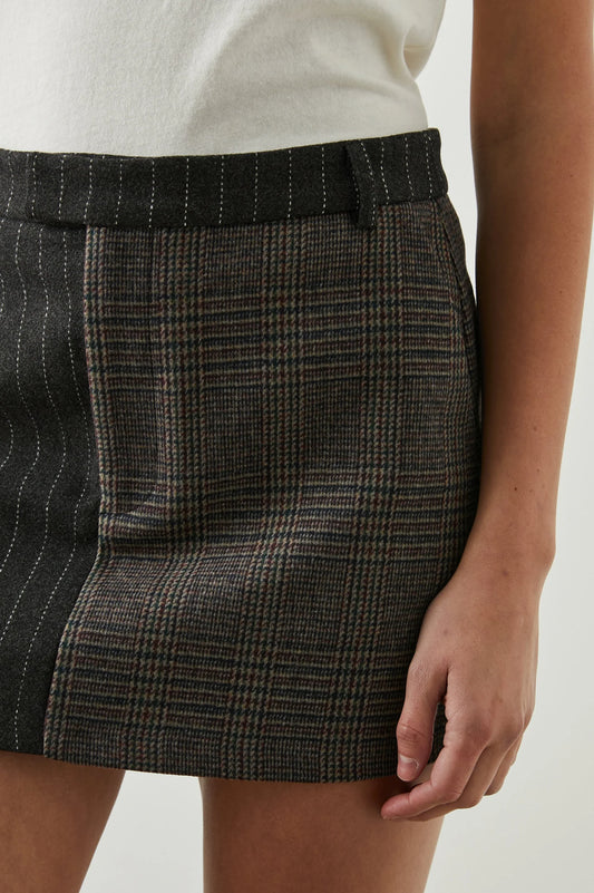 check and pinstripe mini skirt