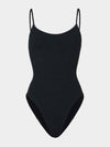 black thin strap scoop neck crinkle swimsuit from hunza g