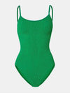 dark green thin strap scoop neck crinkle swimsuit from hunza g