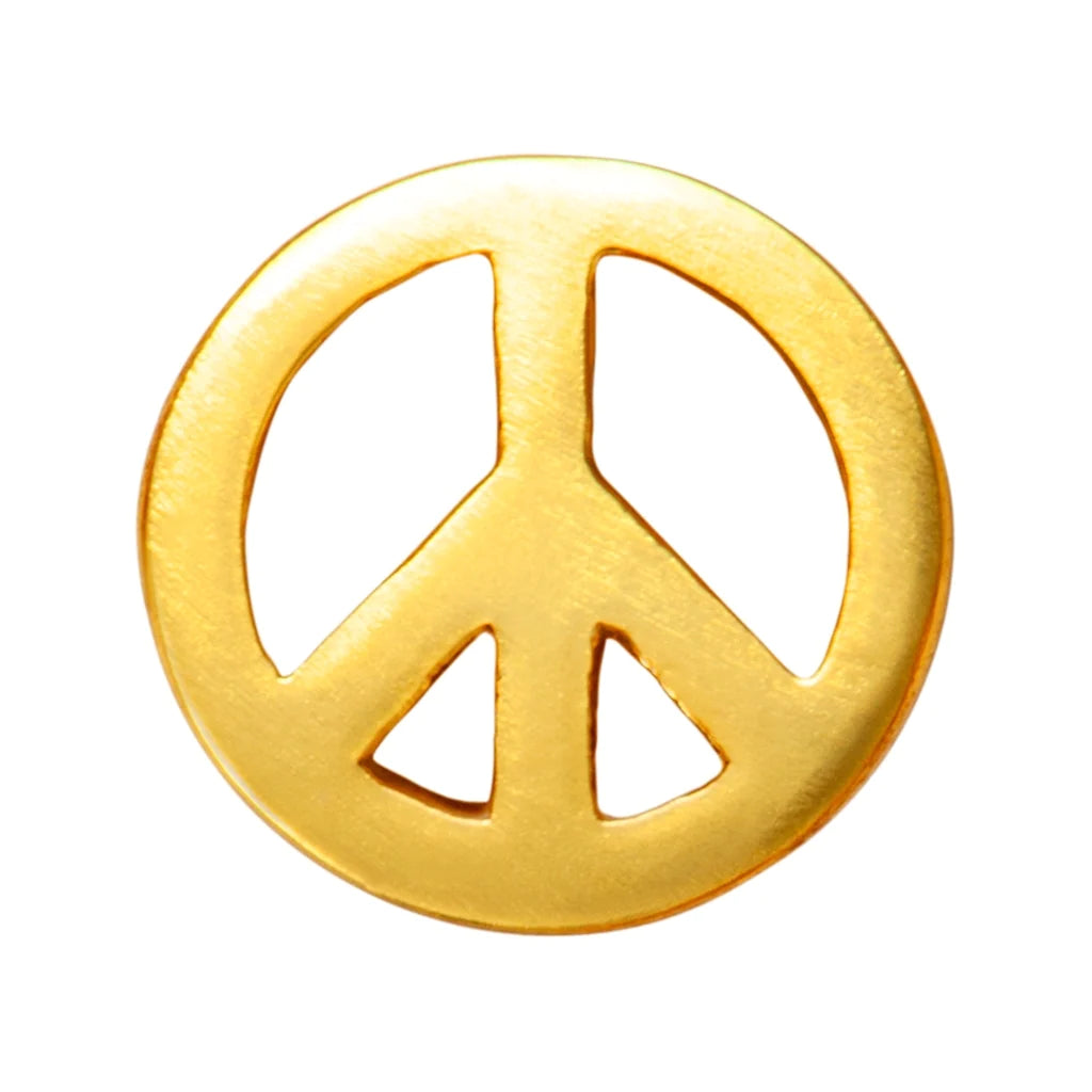Peace sign single stud earring in gold plater sterling silver