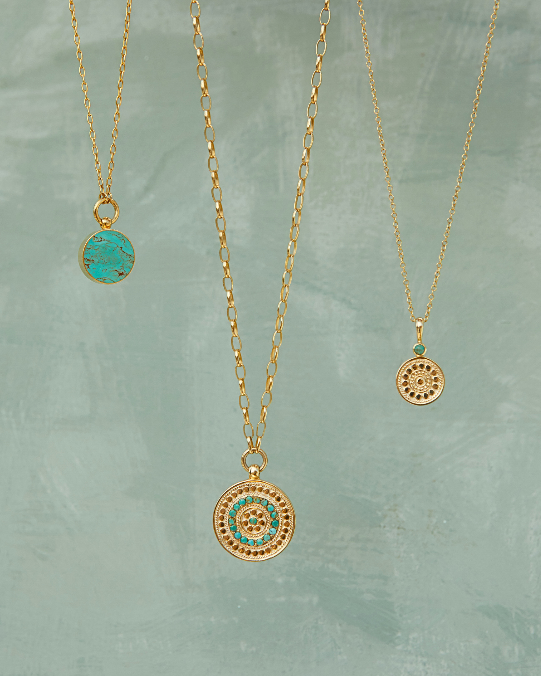 3 gold palted sterling silver necklaces 