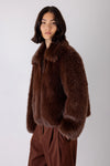 Brown fuax fur jacket with collar