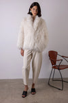 Cream shaggy faux fur jacket