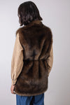 faux fur long belted brown gilet rear view