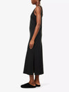 Satin scoop neck slip dress with side split side view