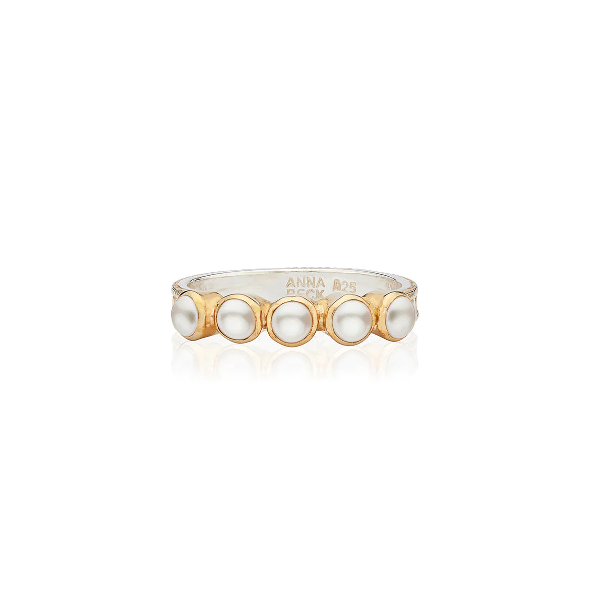 Multi beaded pearl ring with gold dot detail