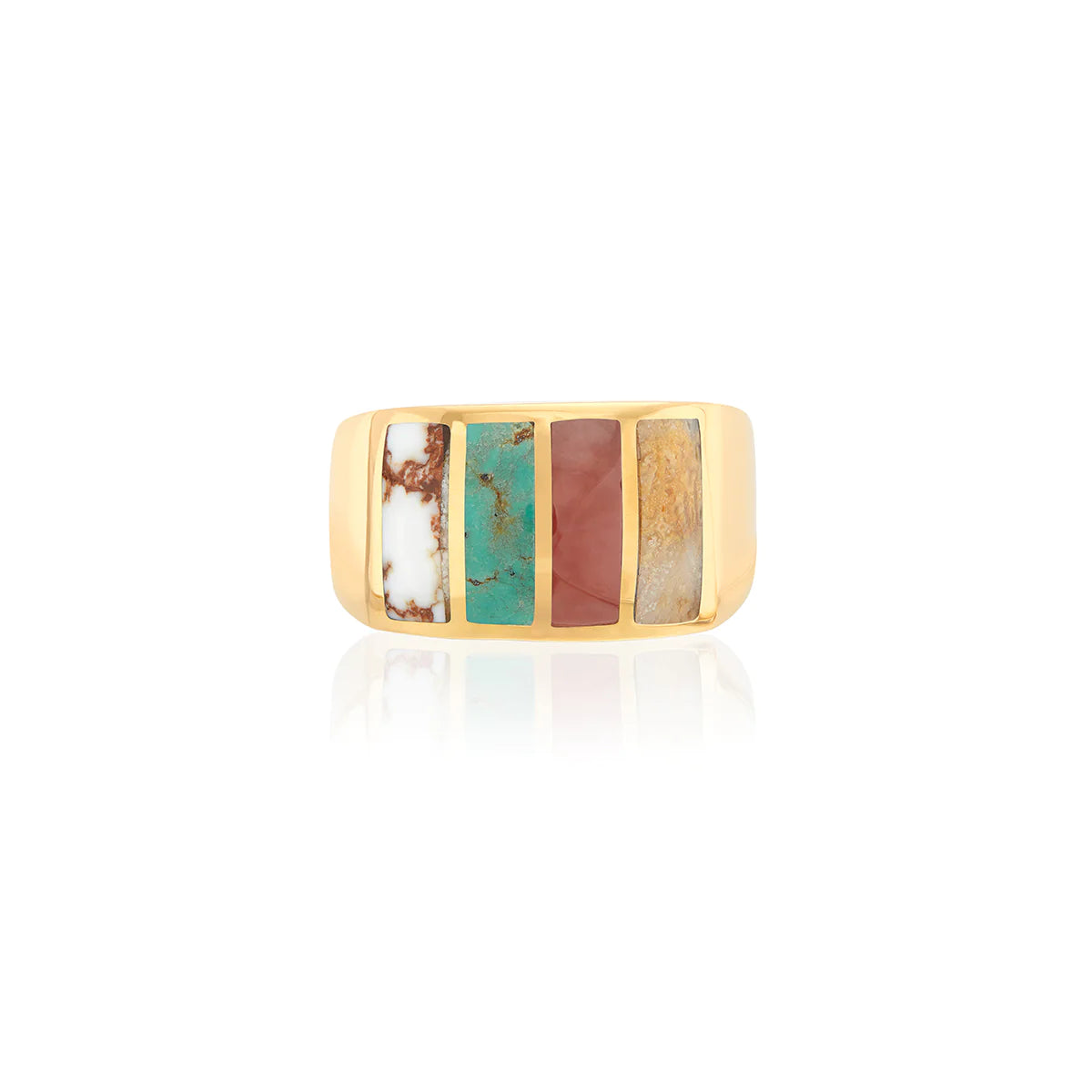 Sterling silver gold plated ring with 4 different natural stones