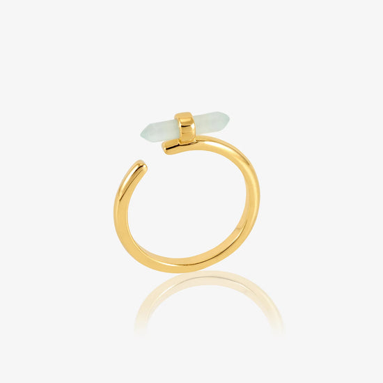 Gold hoop earring on a white background