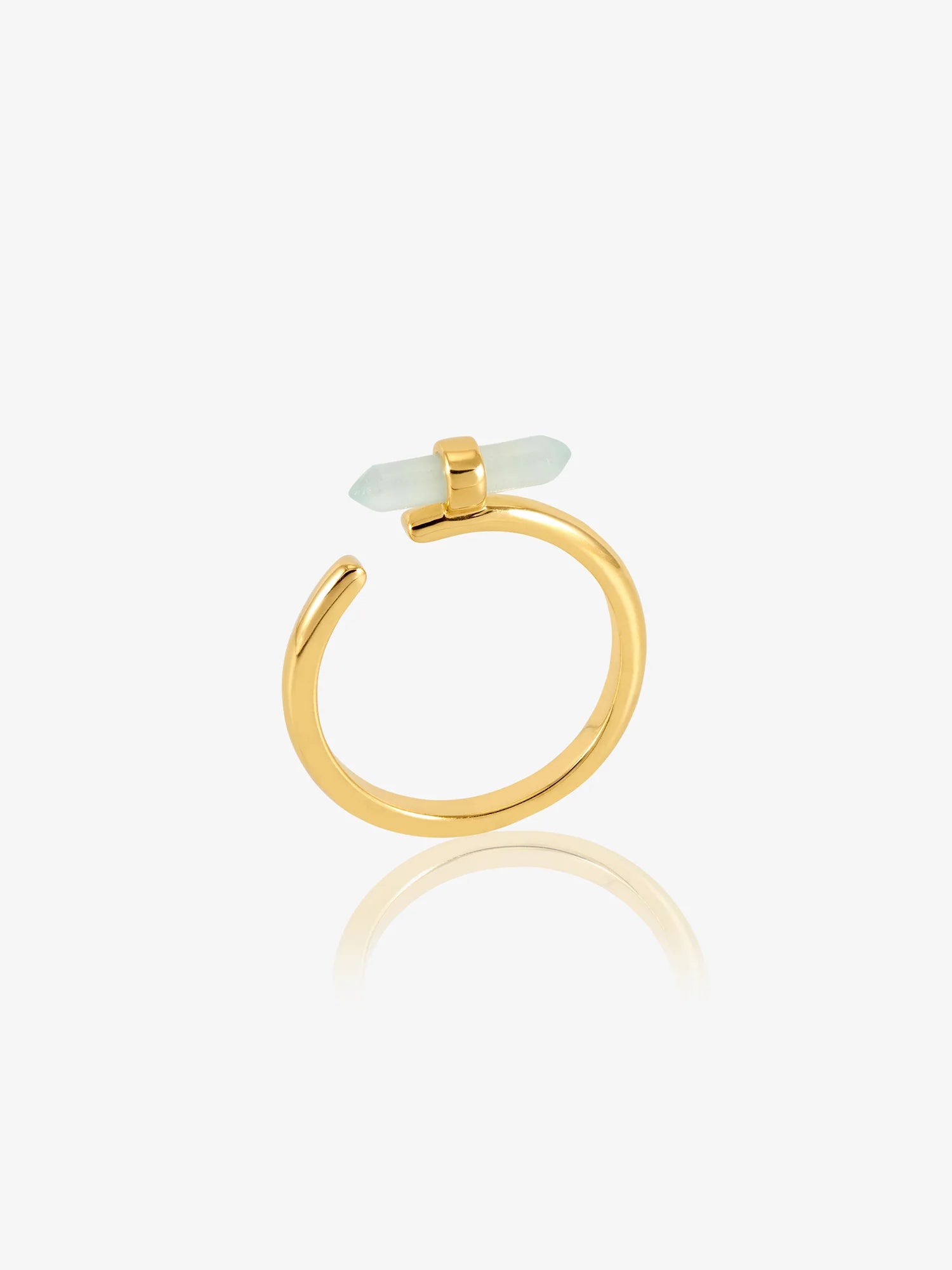Gold hoop earring on a white background