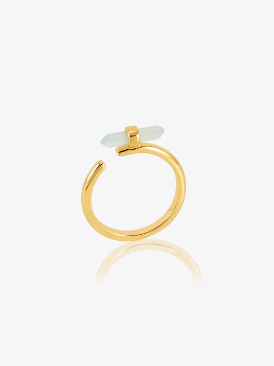 Gold hoop earring on a white background