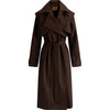Brown long trench coat on a white background