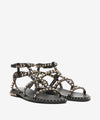 Black sandal with gold studs on a white background alternate view