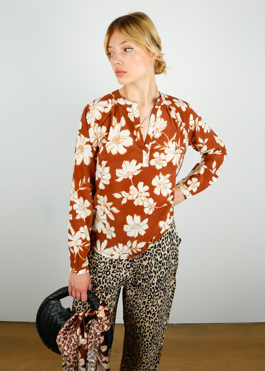 Sandy Silk Shirt Sketch Floral