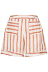 White and brown striped high waisted shorts 