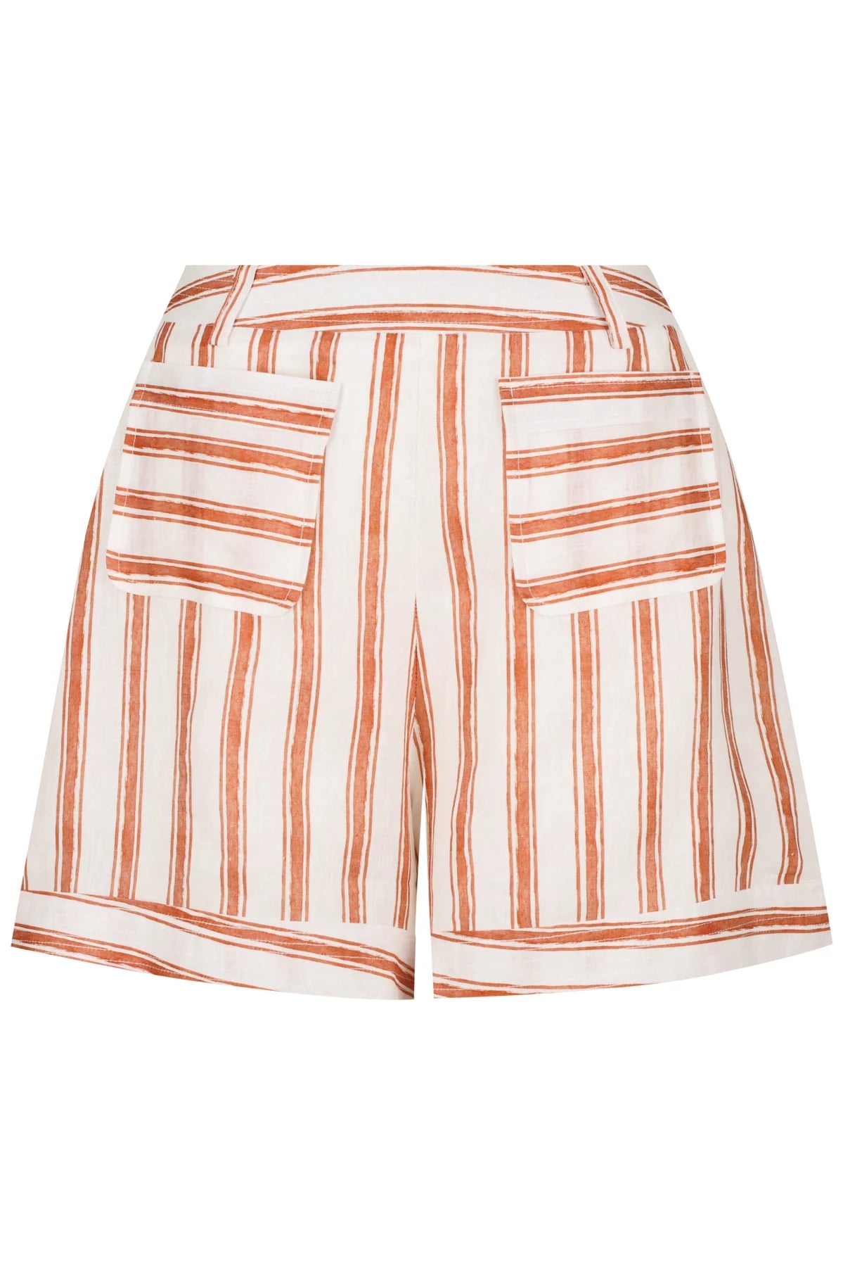 White and brown striped high waisted shorts 