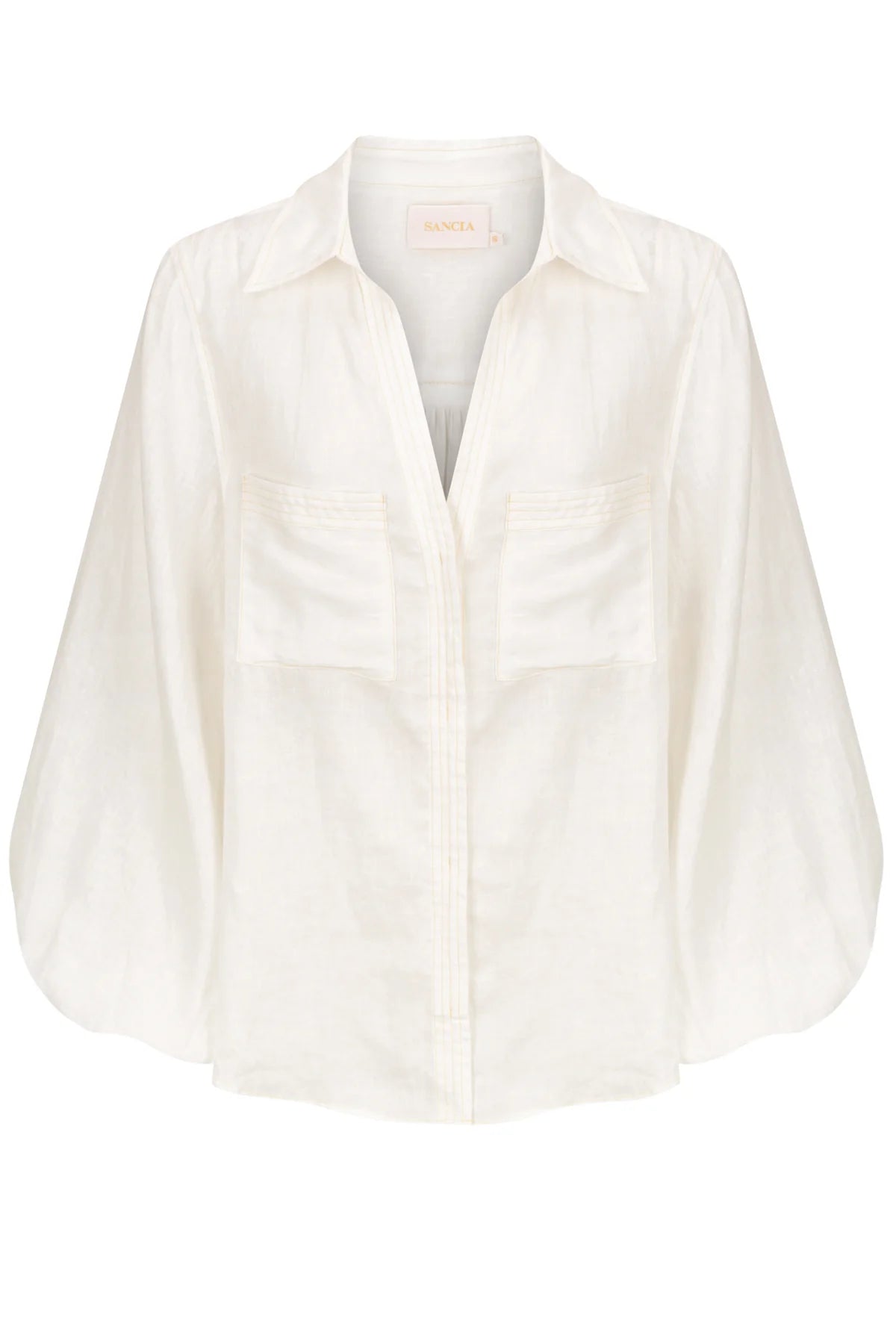 White linen shirt with balloon sleeves