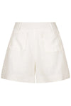 White linen shorts with patch pockets and top stitching 
