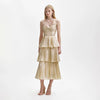 Gold tiered dress with diamonte detailing