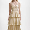Gold tiered dress with diamonte detailing