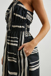 one shoulder dress with black and white stripe