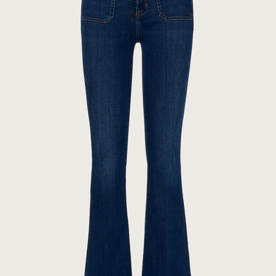 Slim boot cut jeans with front patch pockets