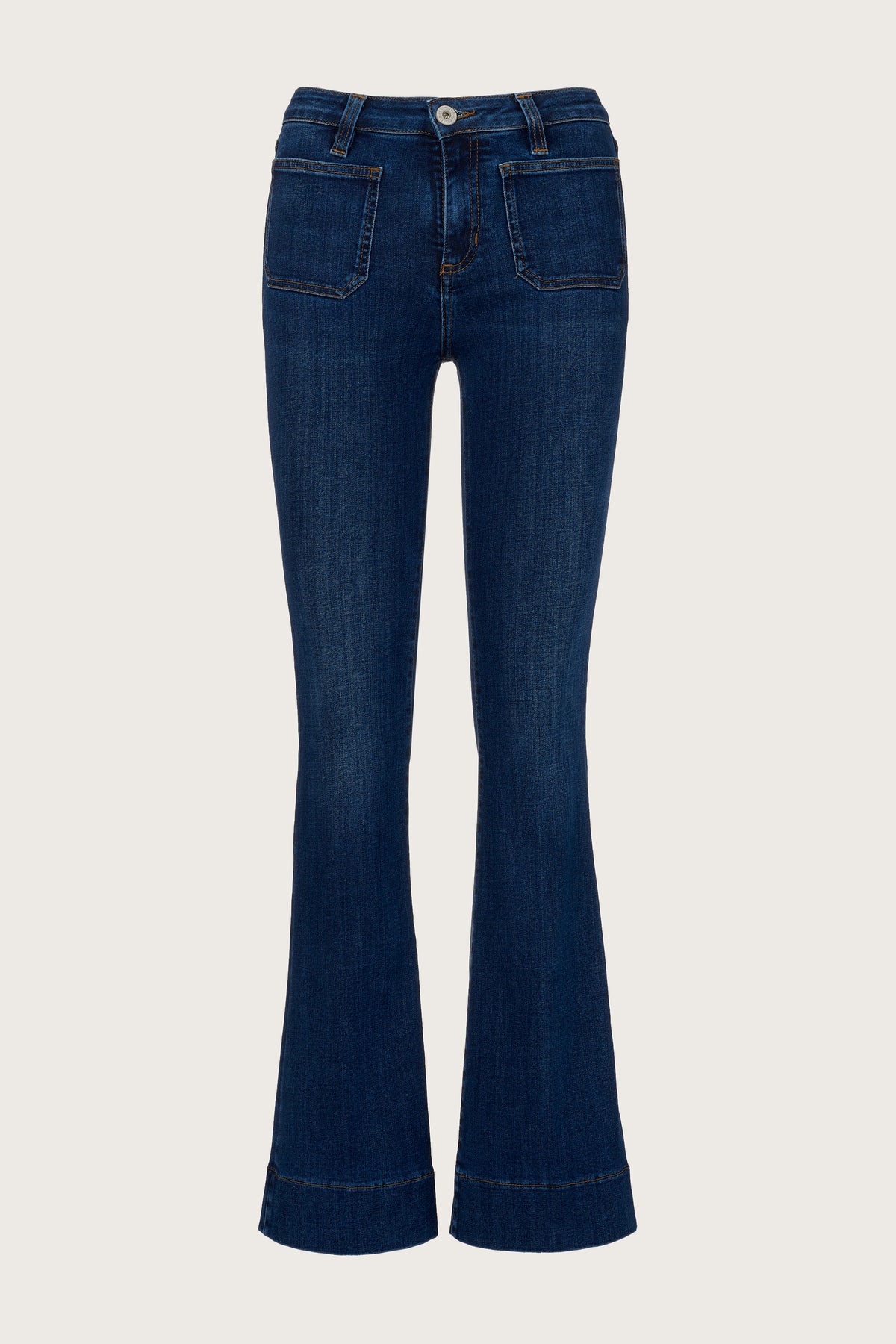 Slim boot cut jeans with front patch pockets