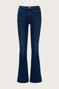 Slim boot cut jeans with front patch pockets
