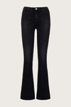 Black slim boot cut jeans with front patch pockets
