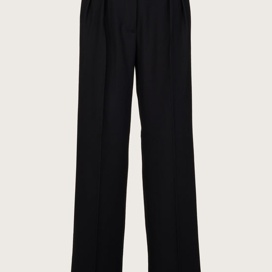 Straight cut black tailored trousers