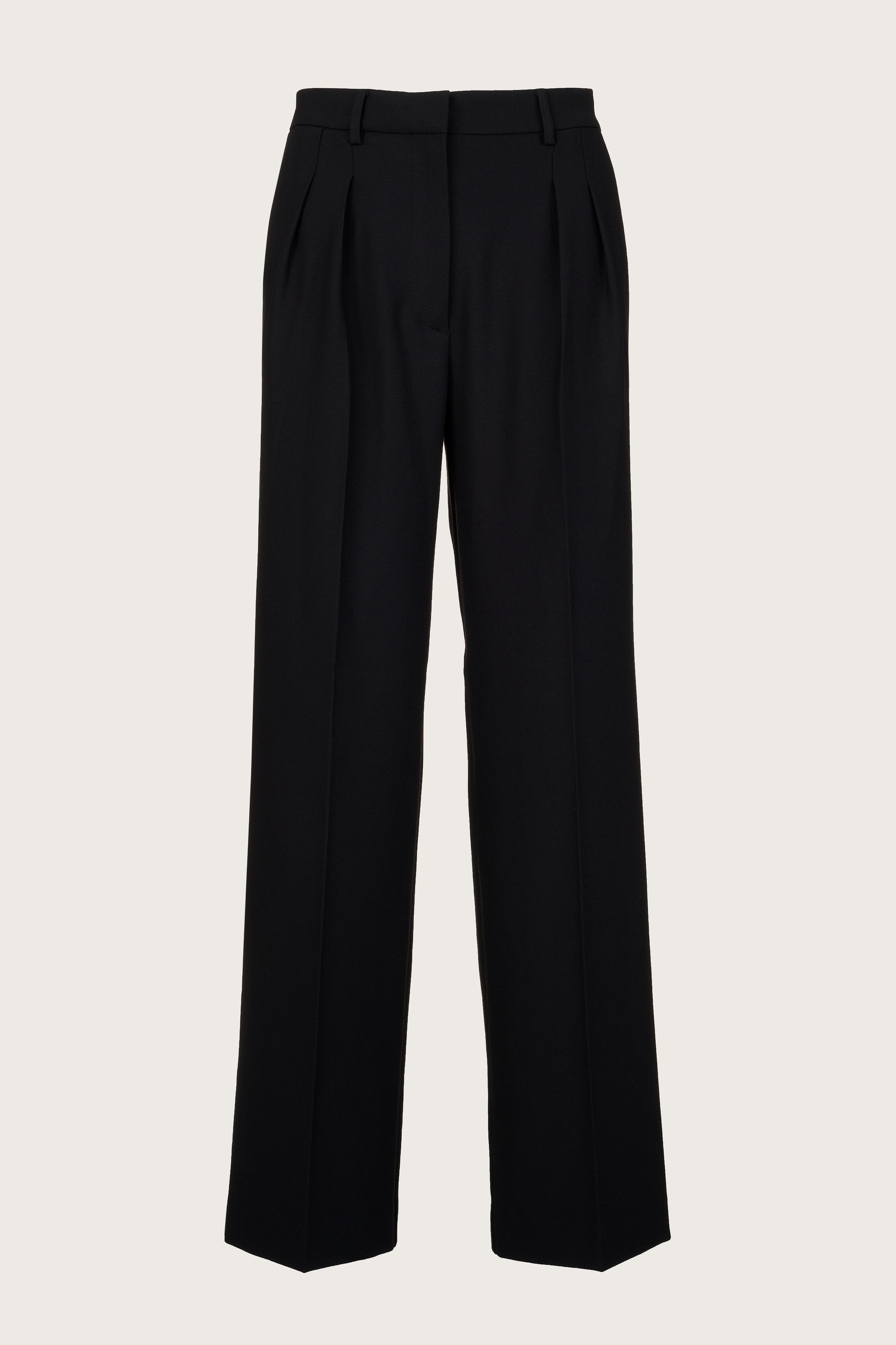 Straight cut black tailored trousers