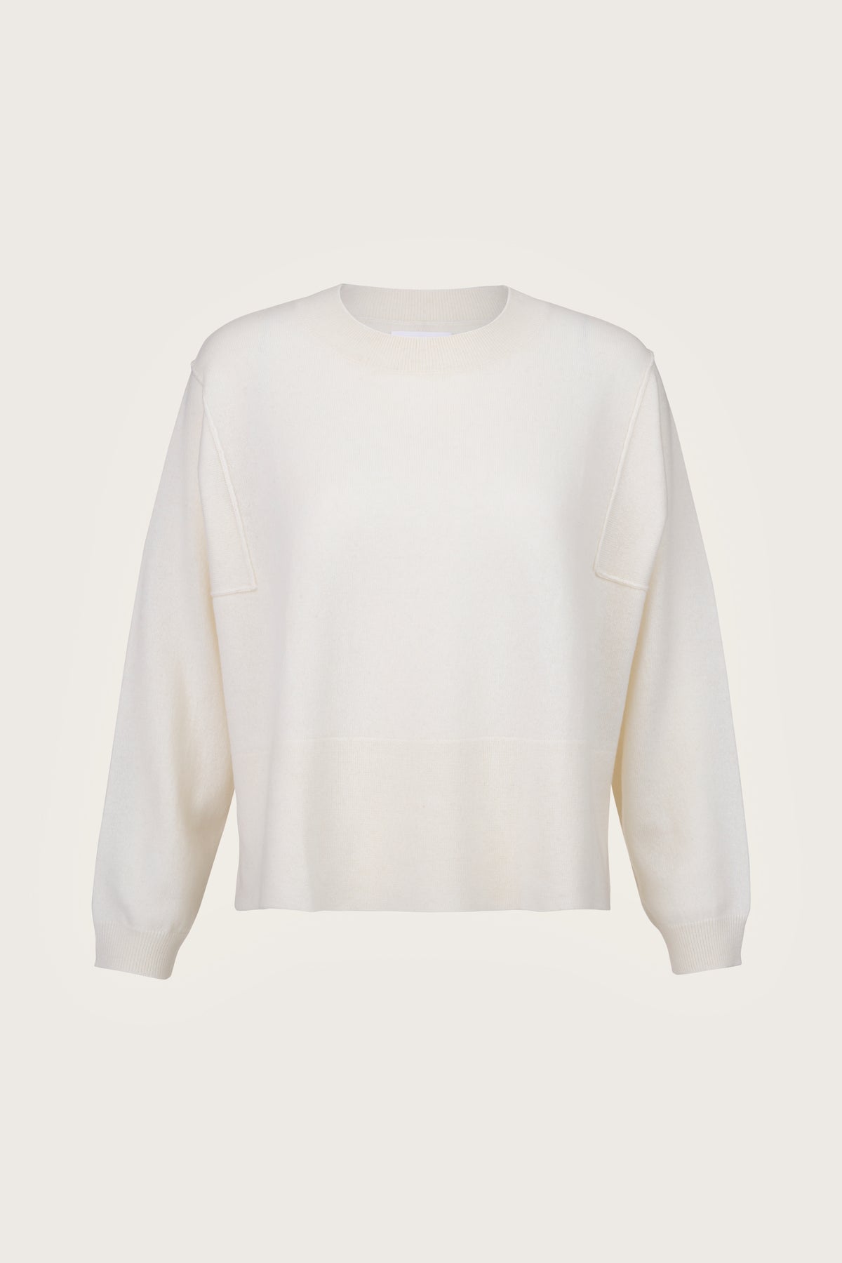 Round neck square cut arm cashmere jumper in winter white
