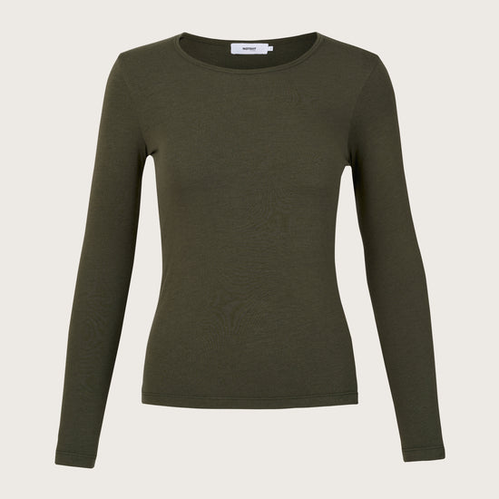 Khaki crew neck long sleeve tee