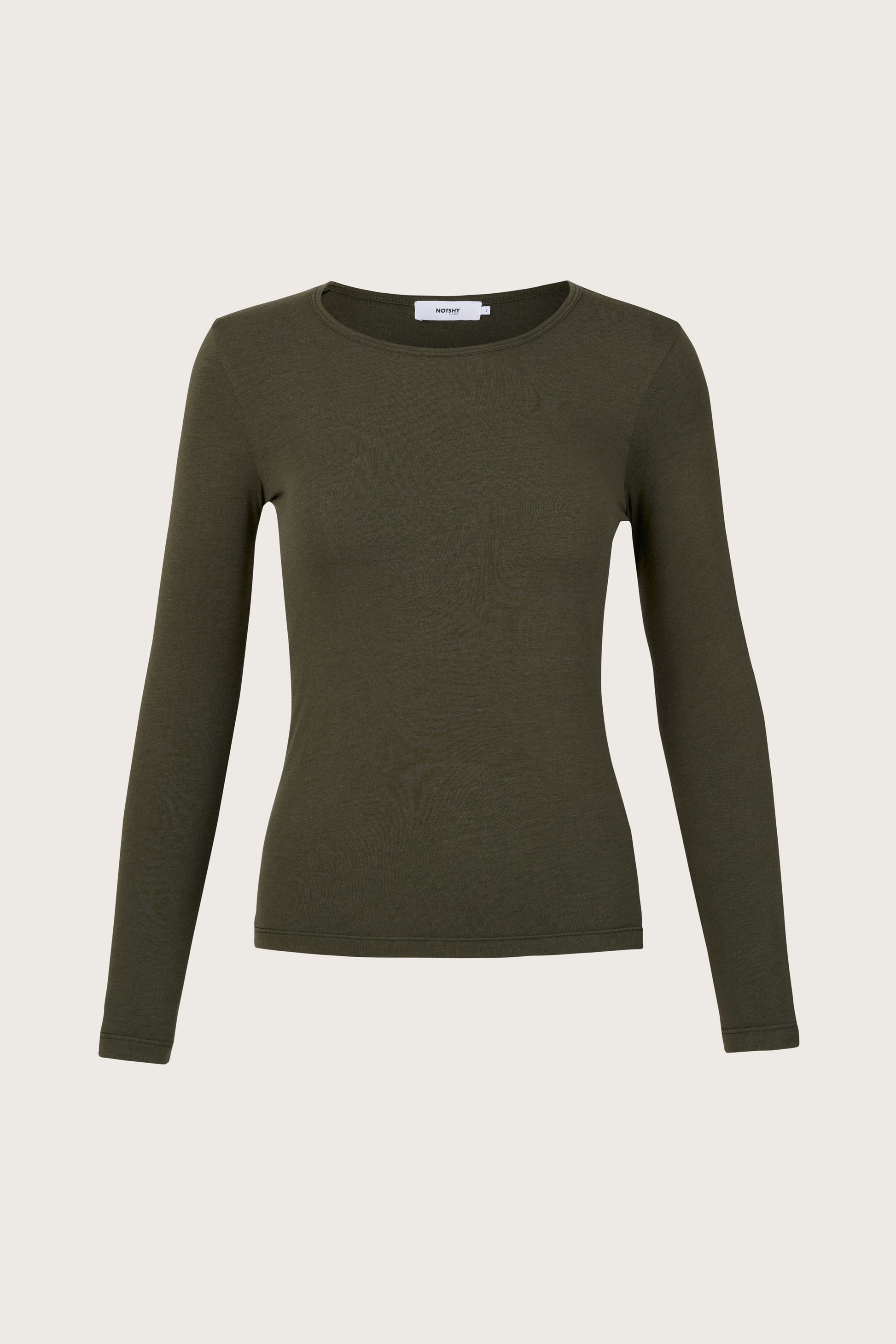 Khaki crew neck long sleeve tee