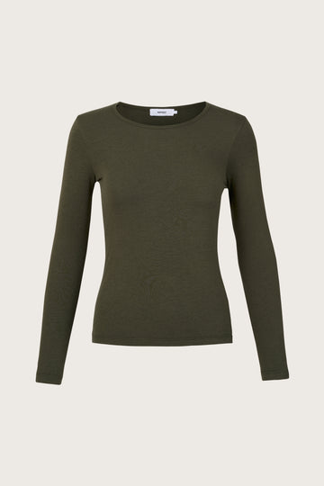 Khaki crew neck long sleeve tee