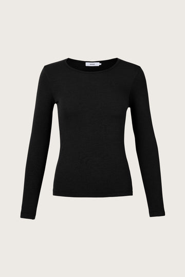 Long sleeved black crew neck tee