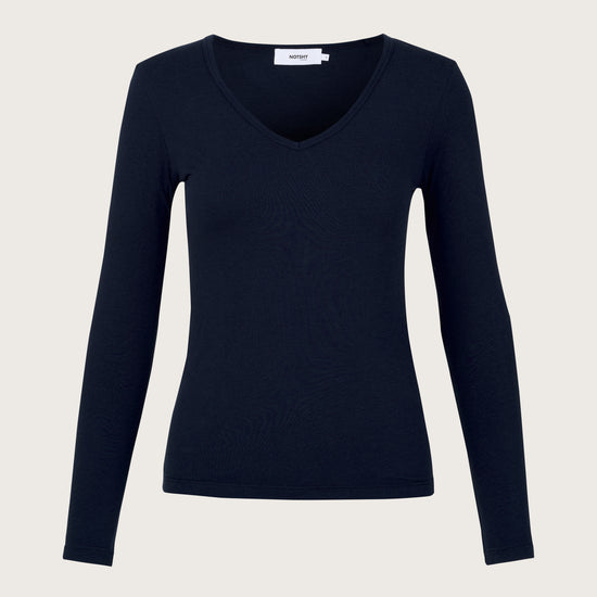 Navy V neck long sleeved tee