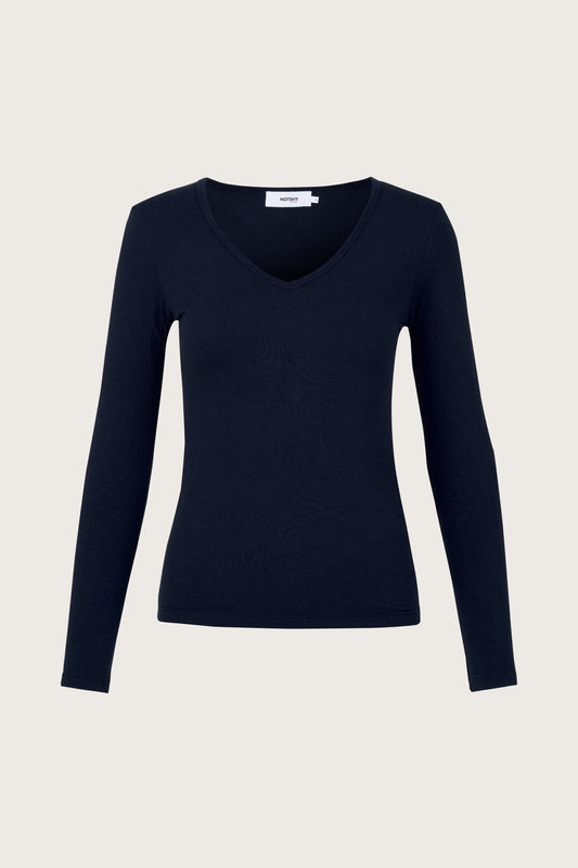 Navy V neck long sleeved tee