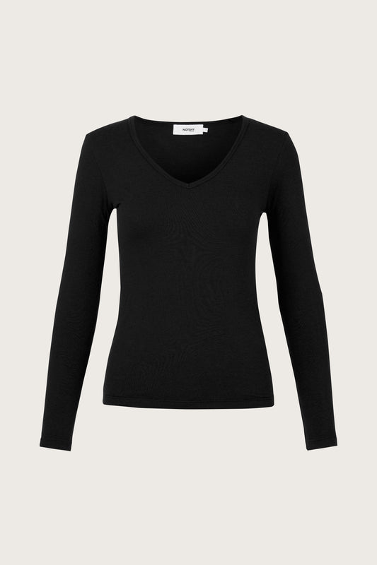 Black v neck long sleeved tee