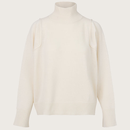 Ecru turtleneck jumper with square set sleeves