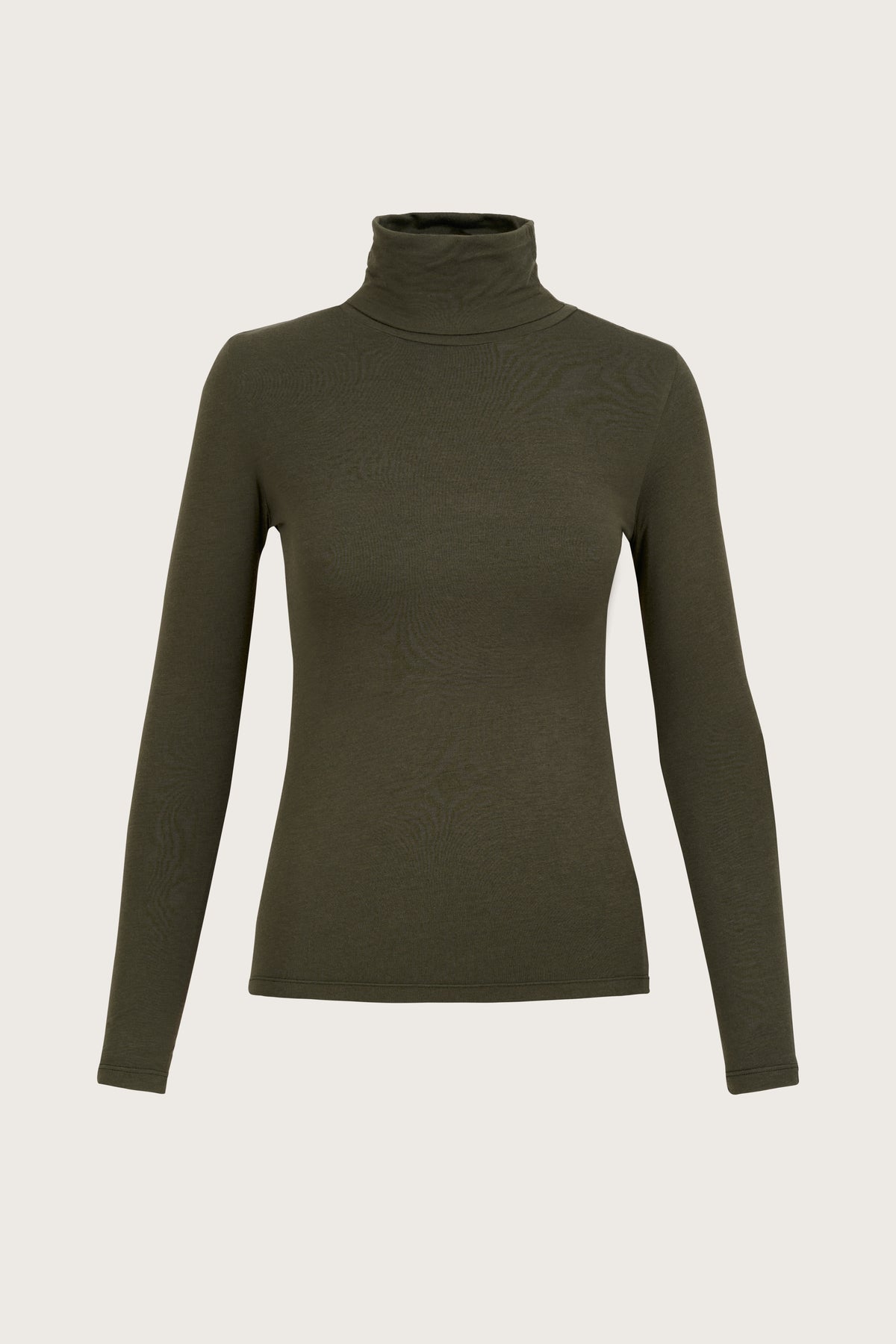 Forest green fine cashmere blend roll neck top