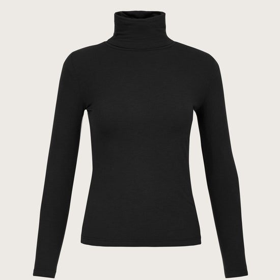 Long sleeve cashmere blend fine roll neck top