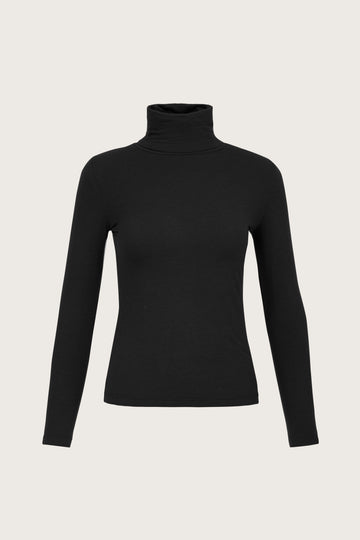 Long sleeve cashmere blend fine roll neck top