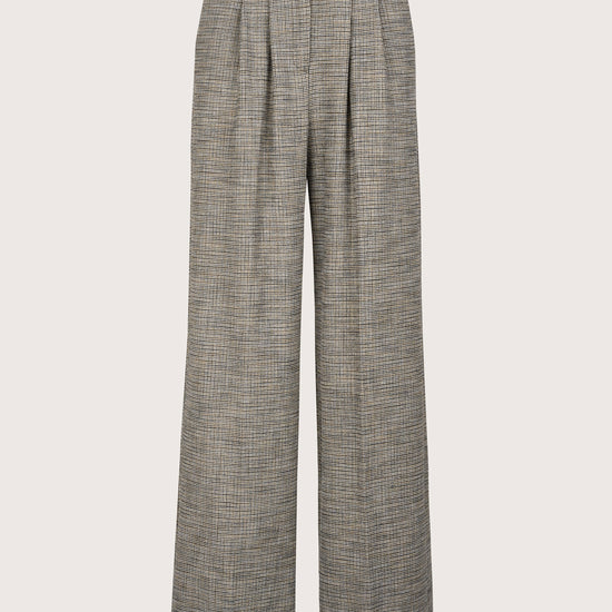 Wide leg tiny check trousers with a touch of lurex