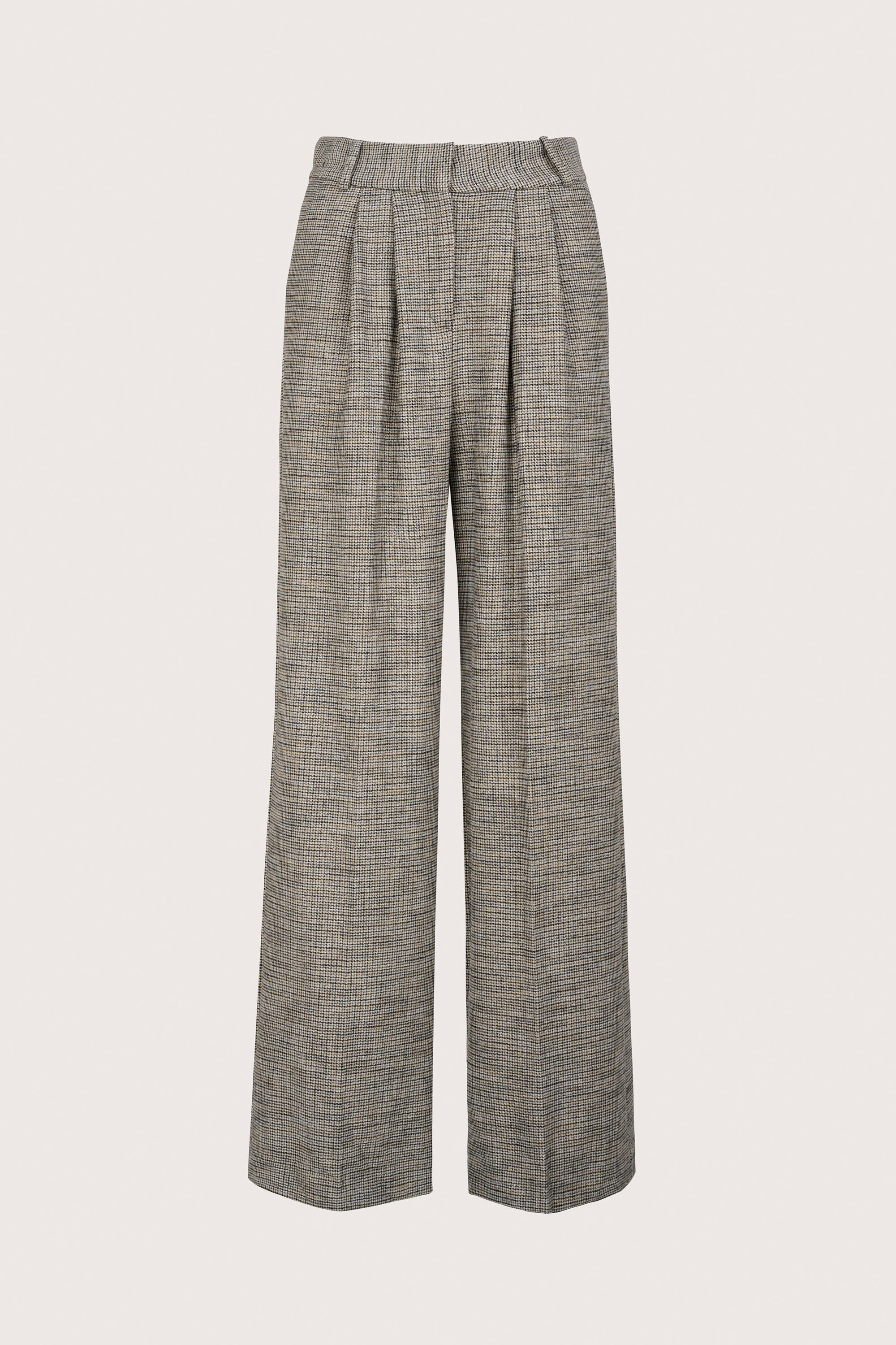 Wide leg tiny check trousers with a touch of lurex