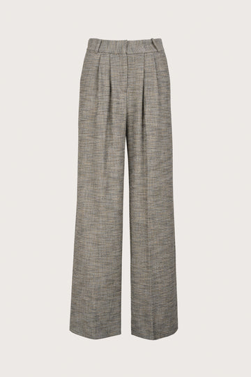 Wide leg tiny check trousers with a touch of lurex