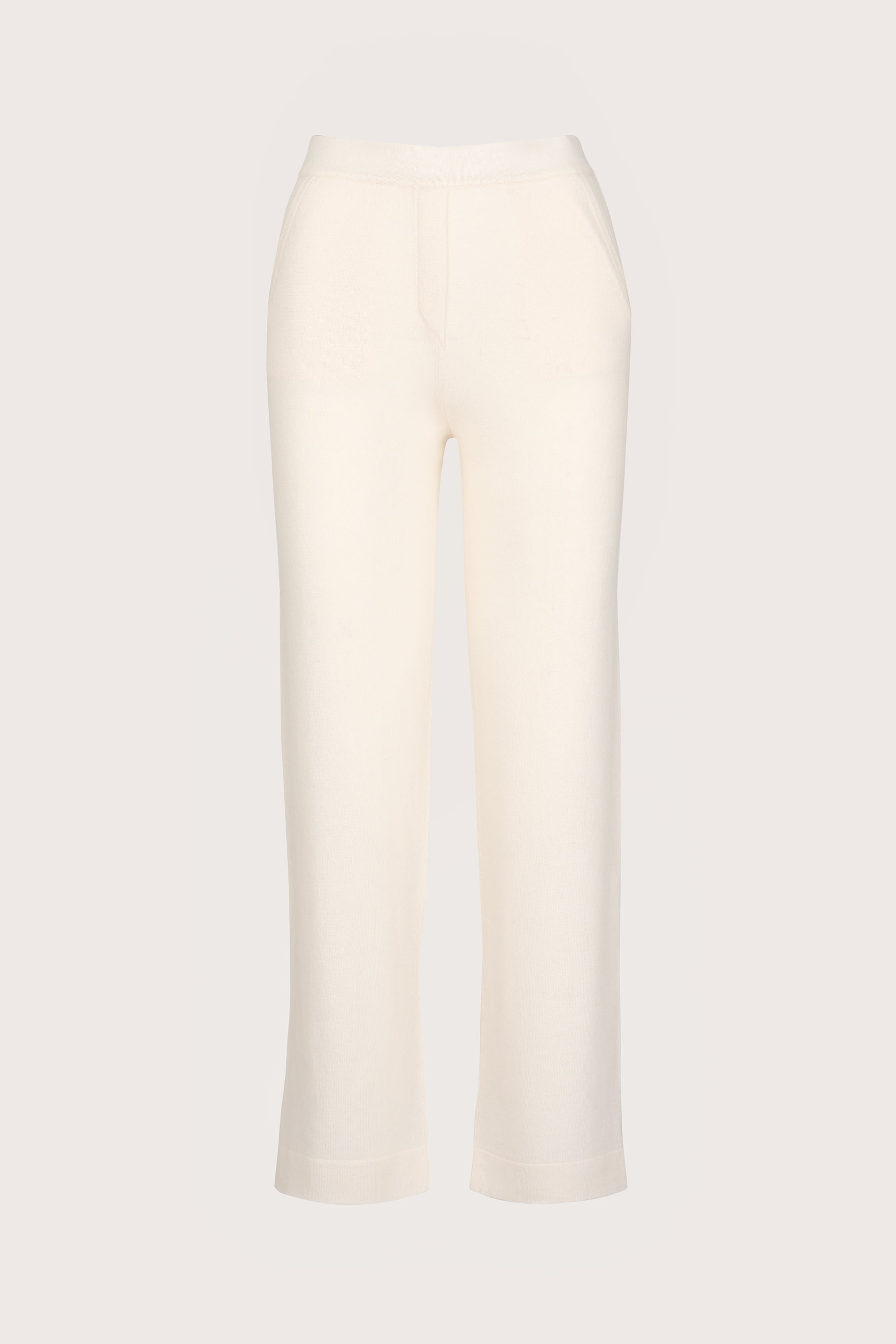 straight leg winter white cashmere lounge trousers