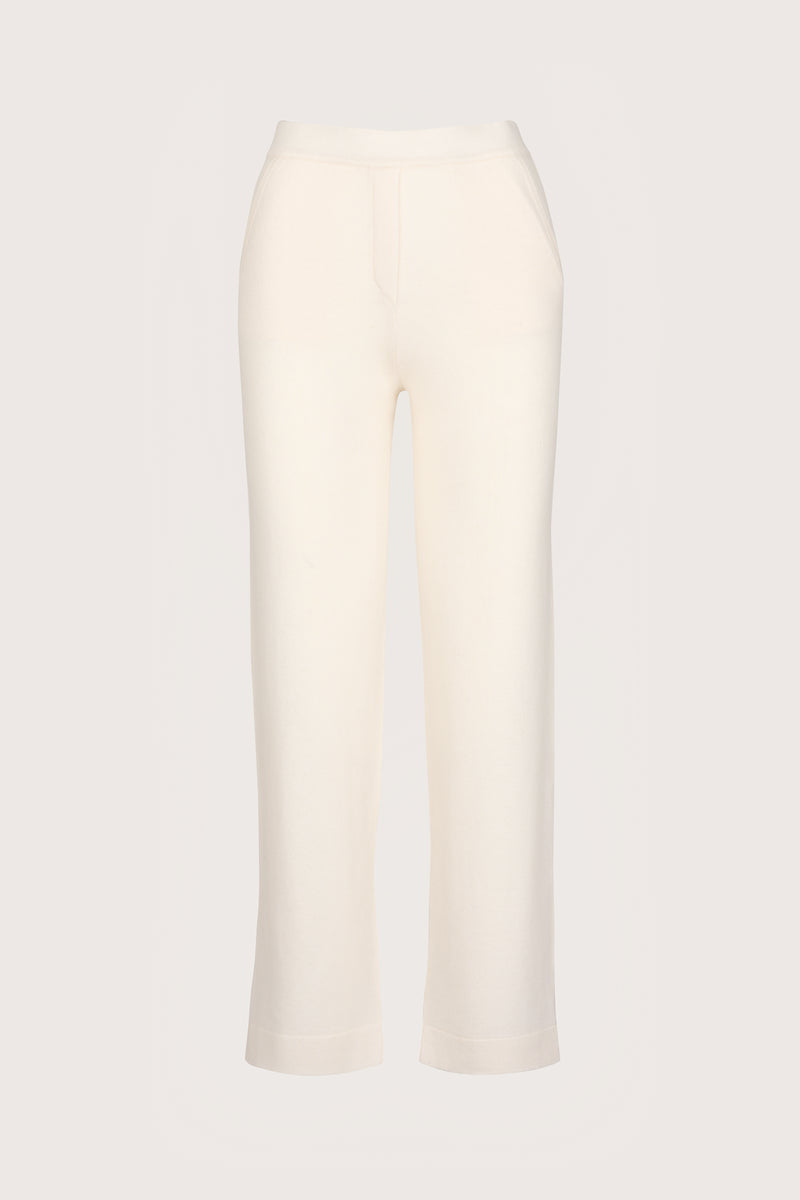 straight leg winter white cashmere lounge trousers